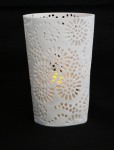 White Sun Flower Tea Light Candle Holder - Bulk Buy - Tall Punch Holes